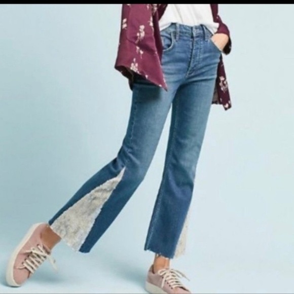 Anthropologie Pilcro High-Rise Sequined Flared Jeans - Picture 1 of 12